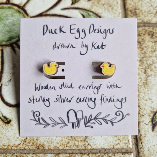 Yellow Rubber Duck Stud Earrings