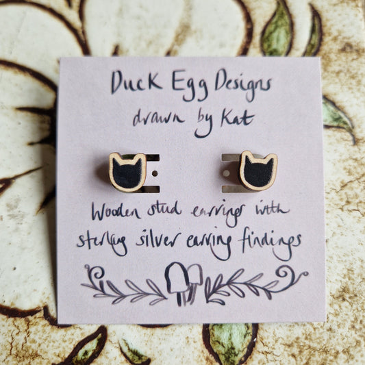 Black Cat Stud Earrings