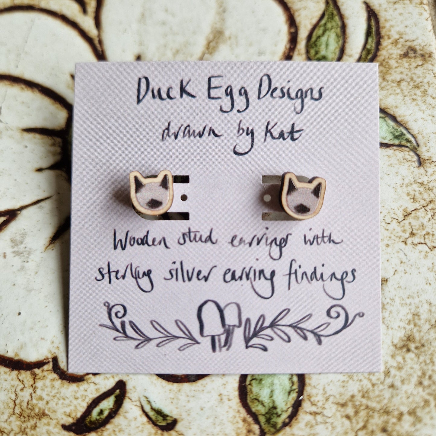 Siamese Cat Stud Earrings