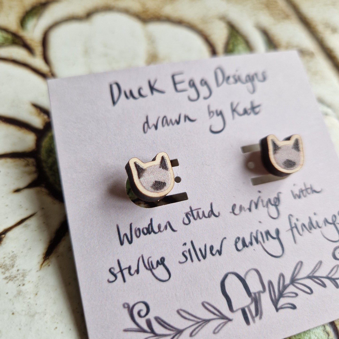 Siamese Cat Stud Earrings