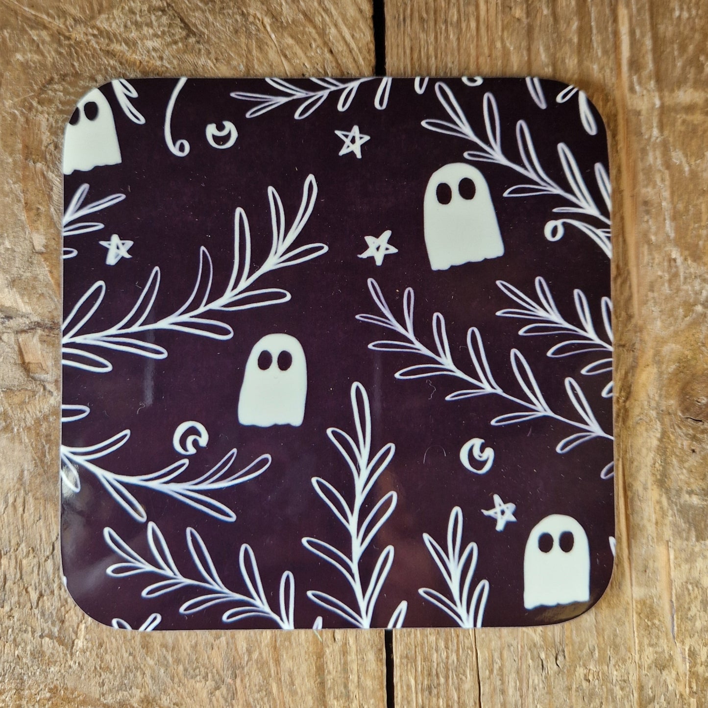 Black and White Ghost Patterned Coaster