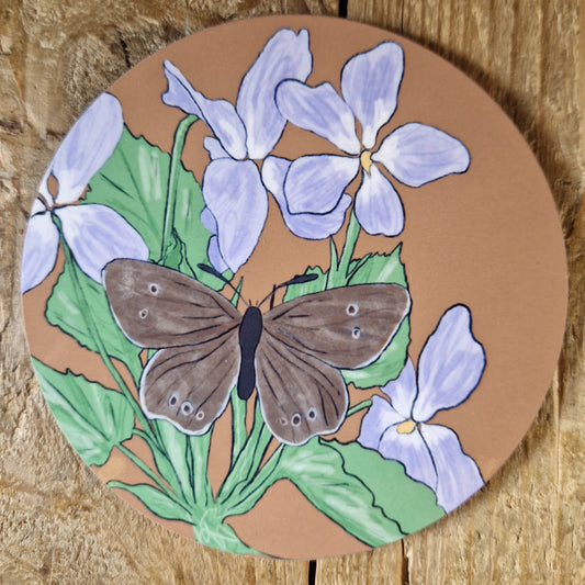 Ringlet Butterfly and Hairy Violet Coaster