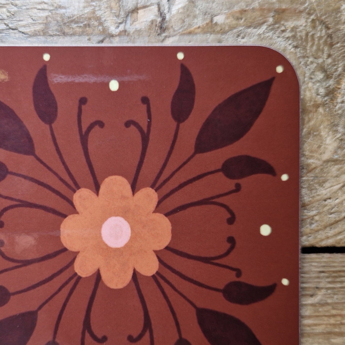 Symmetrical Floral Coaster Brown