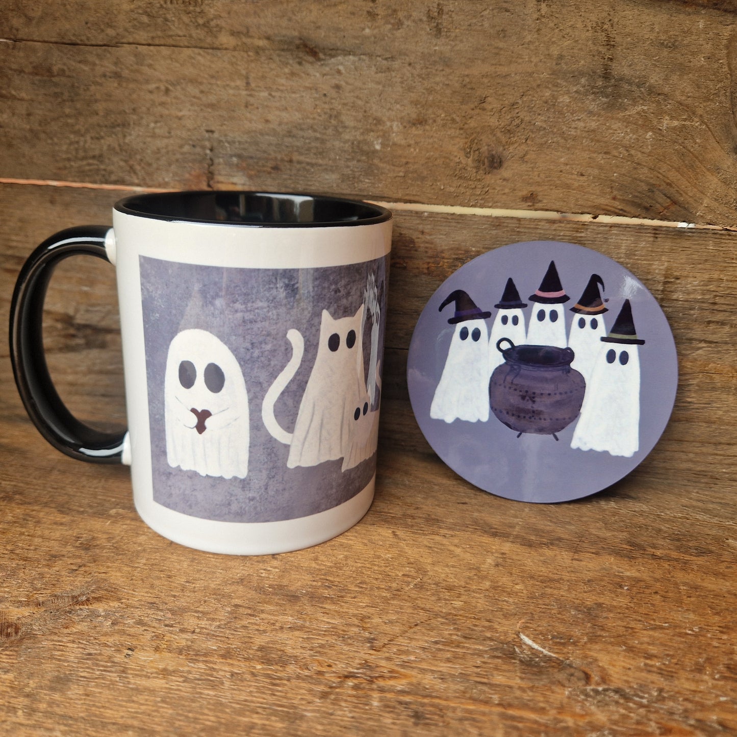 Ghost Mug and Coaster Set Design 2