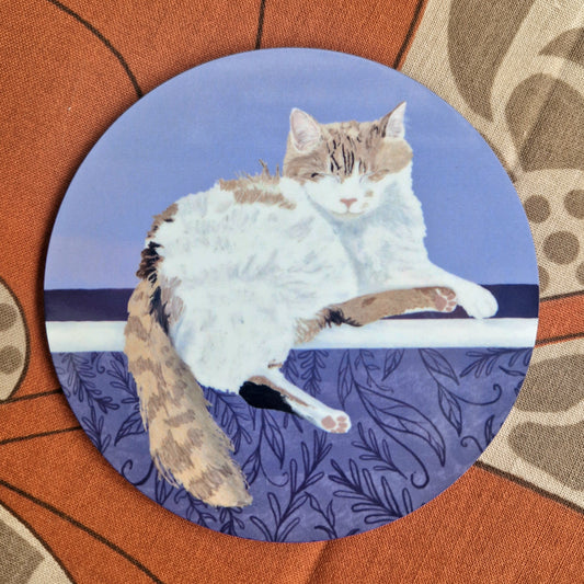 Robin Ginger and White Cat Coaster