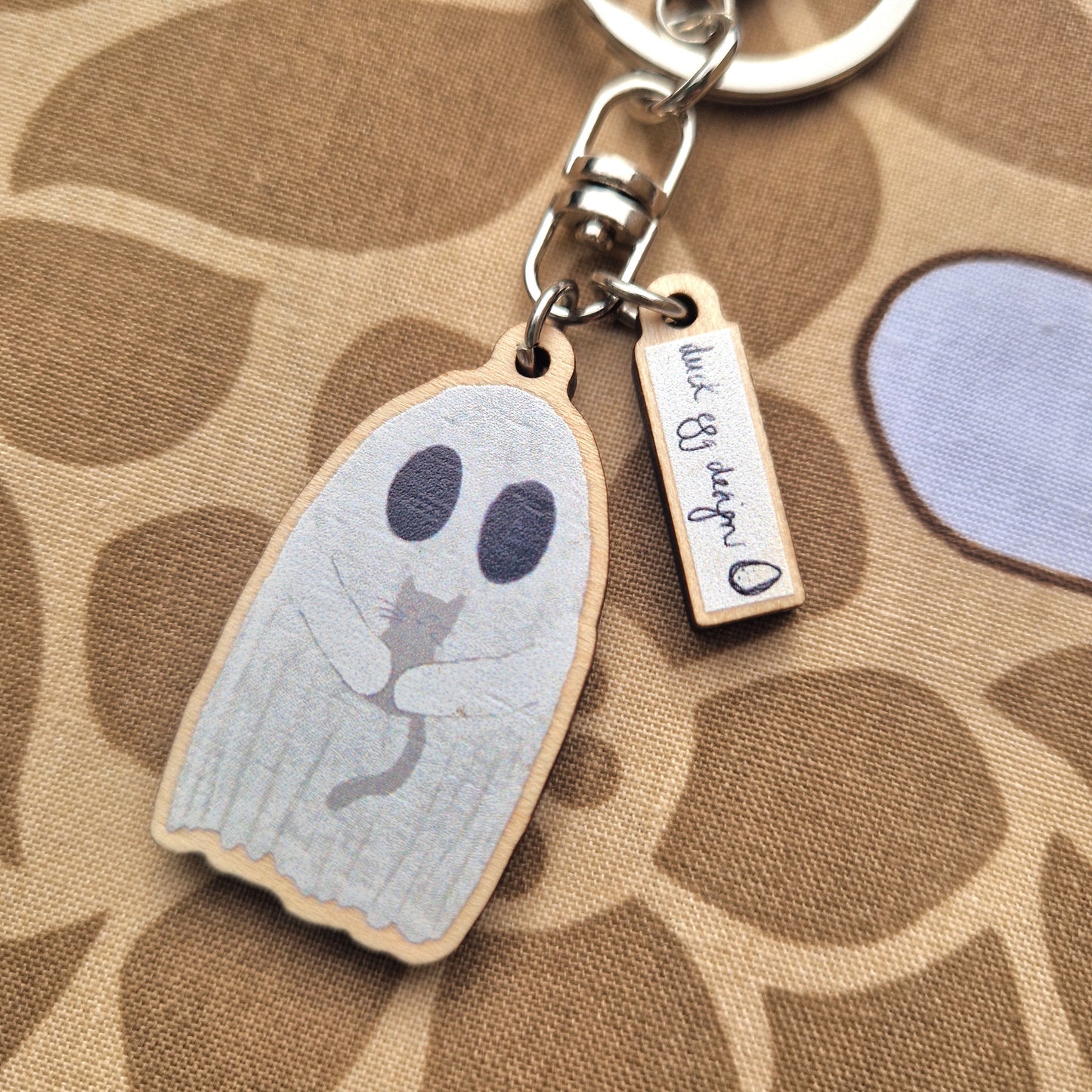 Ghost With Cat Keyring