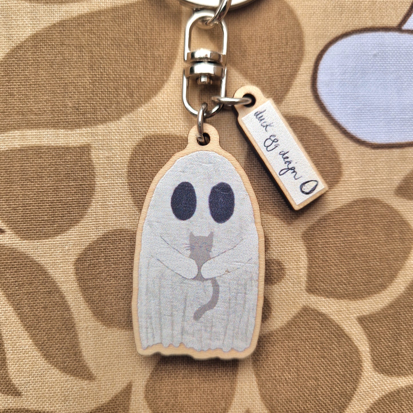 Ghost With Cat Keyring