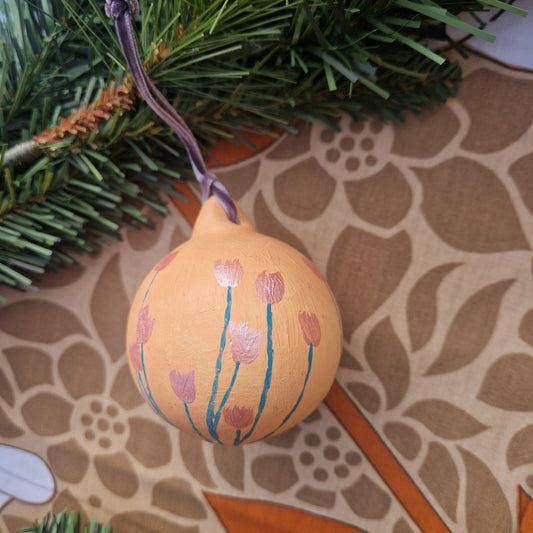 Handpainted Peach Coloured Tulip Bauble