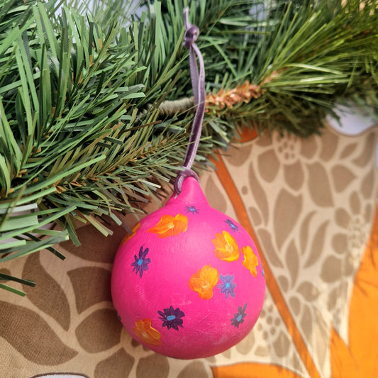 Hot Pink Abstract Floral Baubles