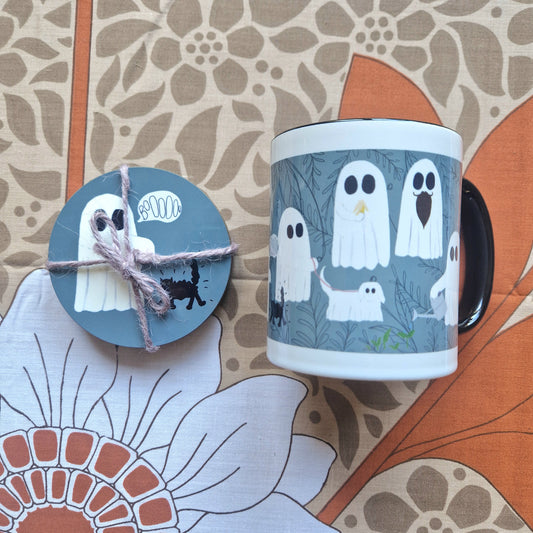 Ghost Mug Design 3 and Coaster Set