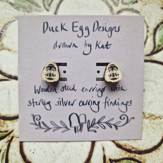 Bumblebee Wooden Stud Earrings