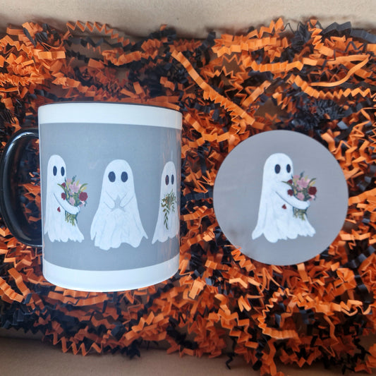 Ghost Mug and Coaster Set Design 1